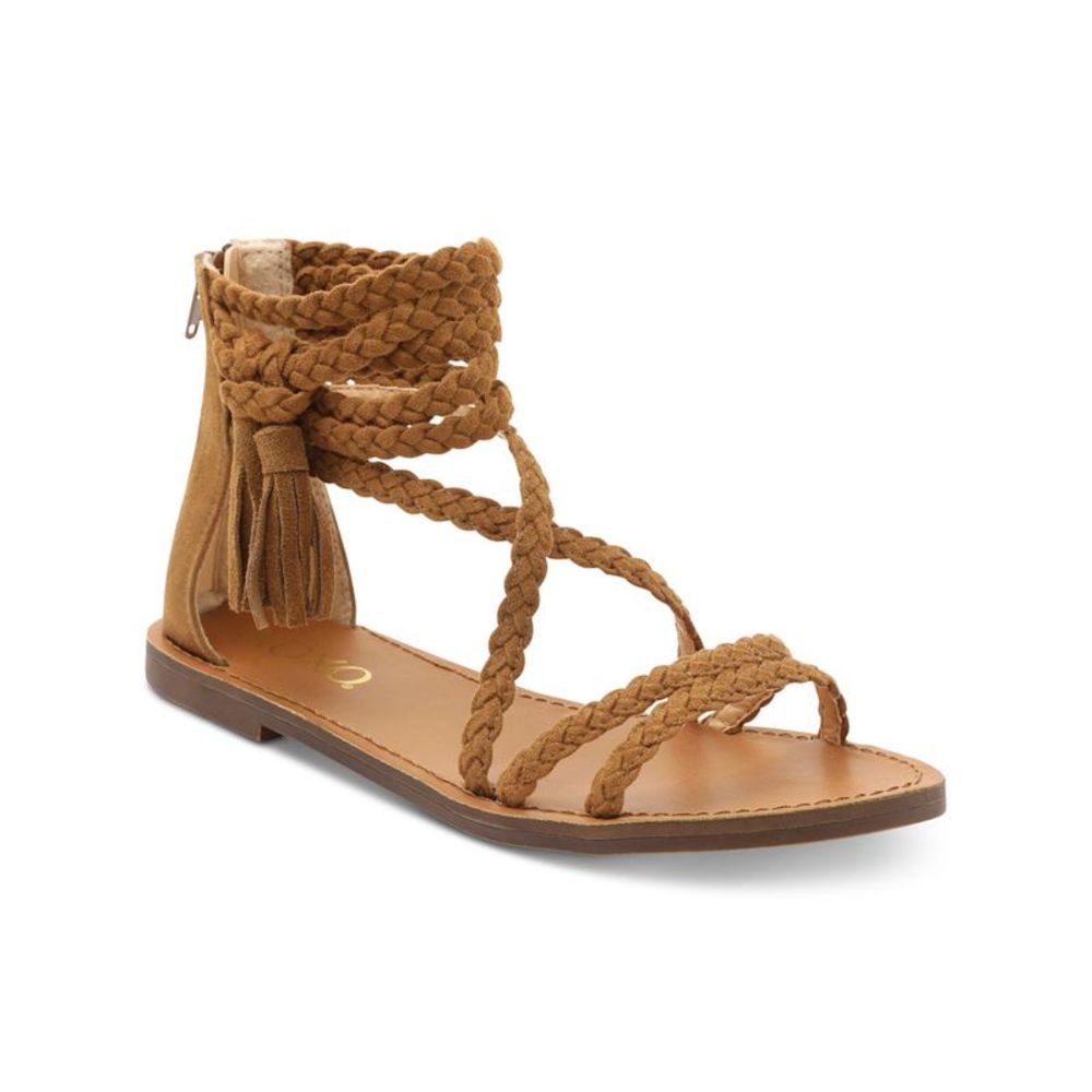 XOXO Womens Brown Tassel Detail Braided Cancun Round Toe Gladiator Sandles 11 M